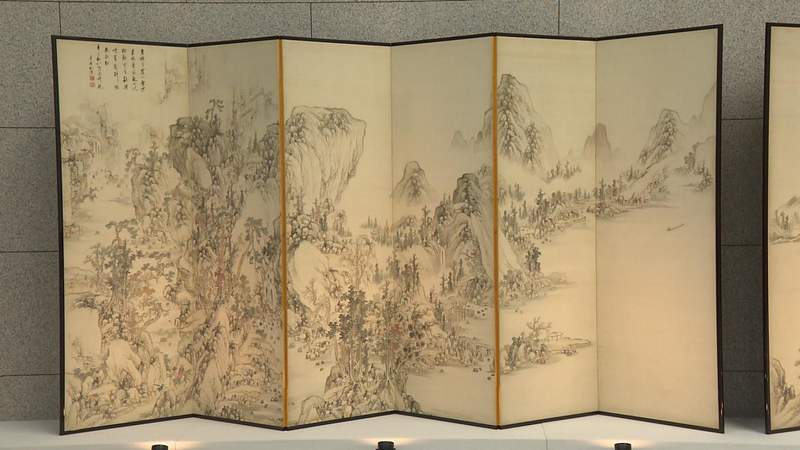 浦上春琴の屏風絵「春秋山水図屏風」／高精細複製画をキヤノンが岡山